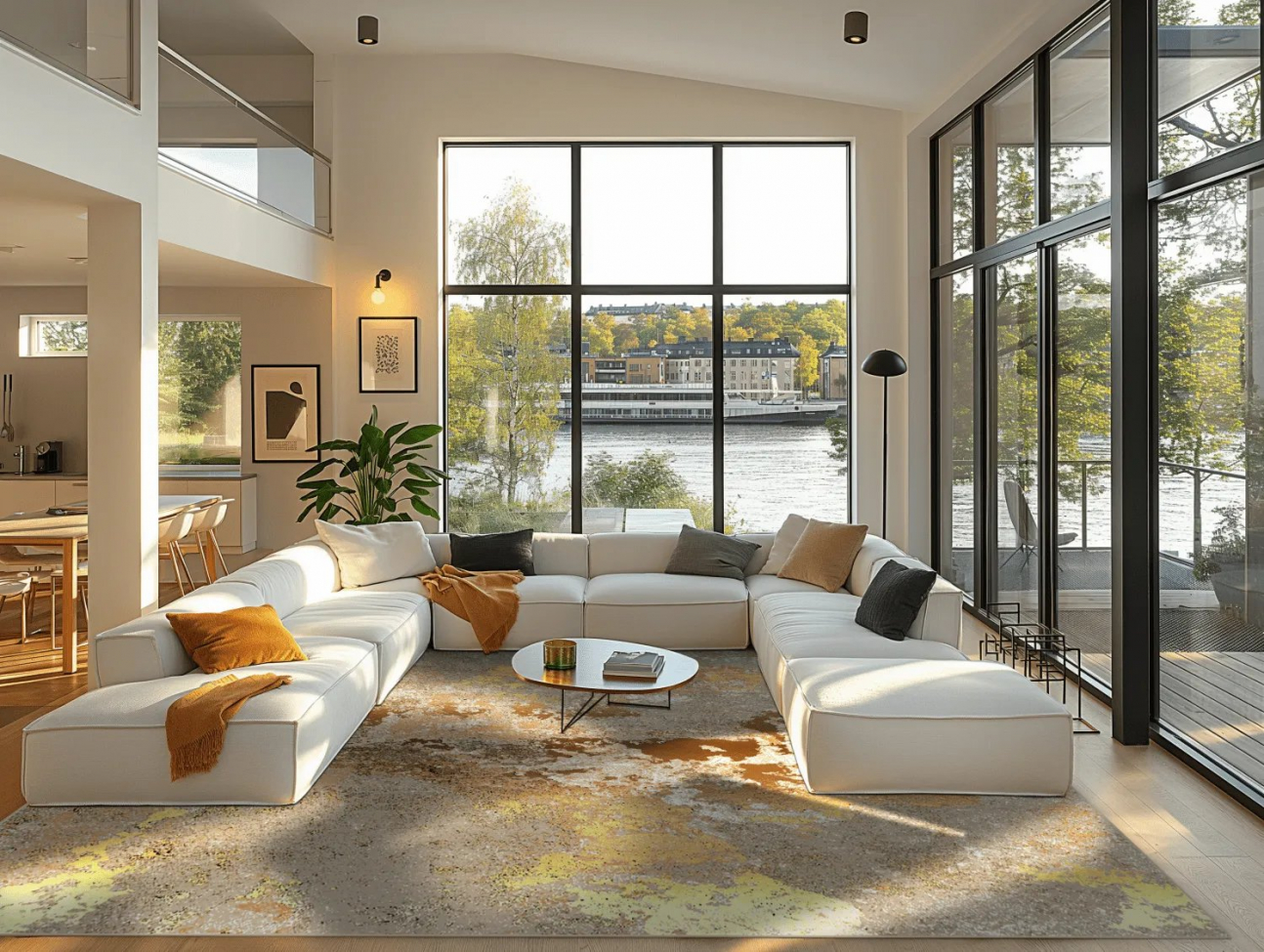 Wilton tæppe 'Elena' 80x350cm - Beige/Guld