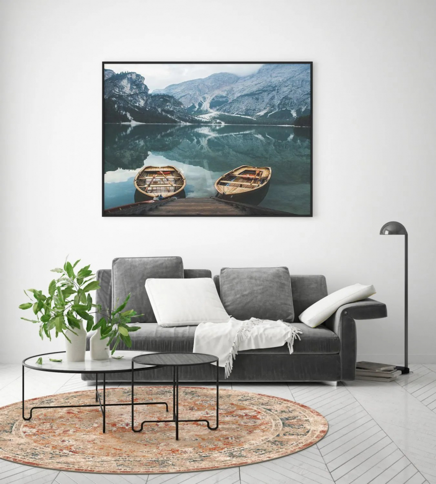 Rund måtte 'Douz' 160cm - Rød/Multi