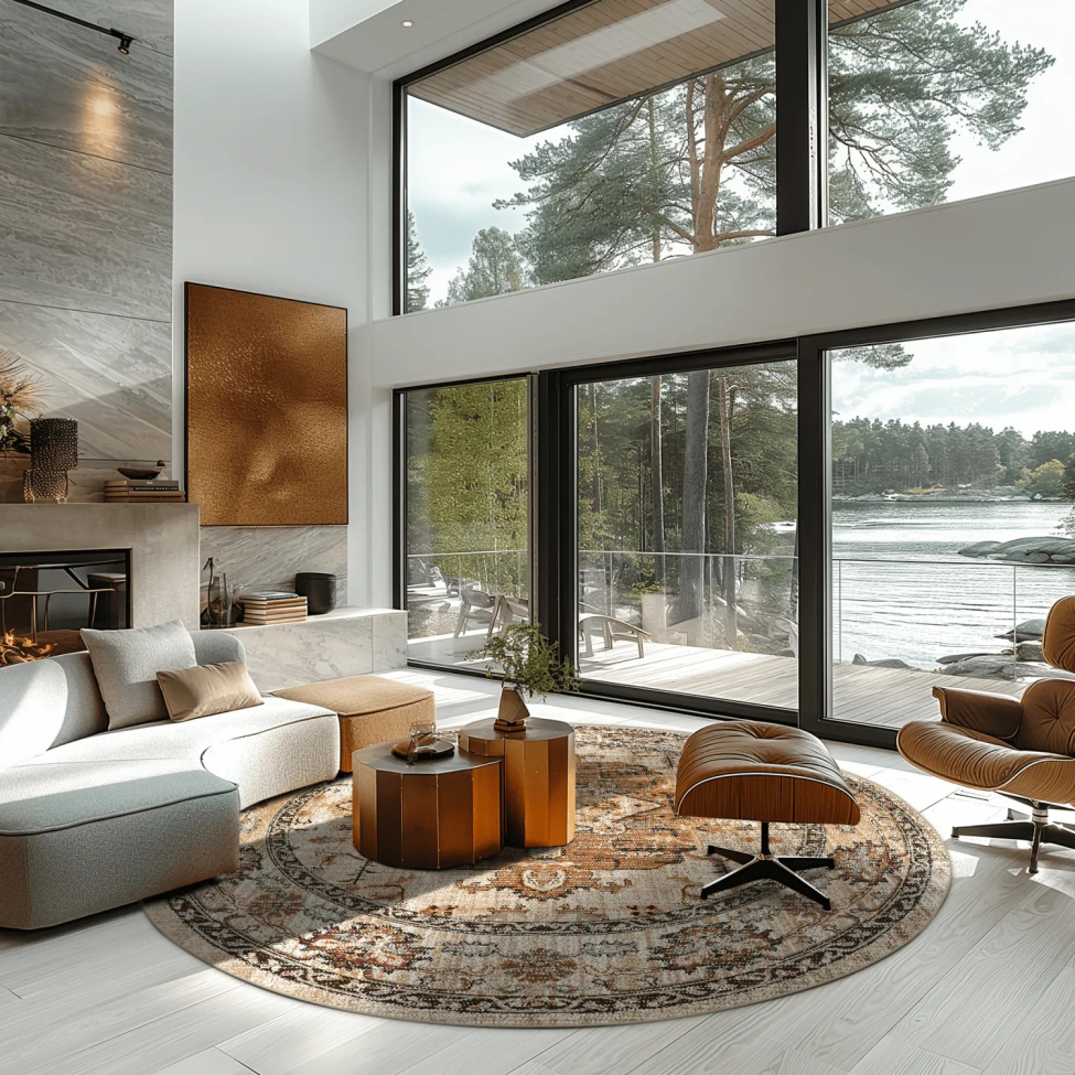 Rund måtte 'Siliana' 160cm - Beige