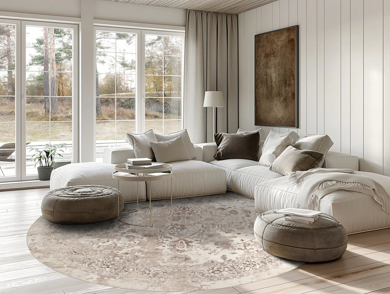 Rund tæppe 'Mateur' 240cm - Beige