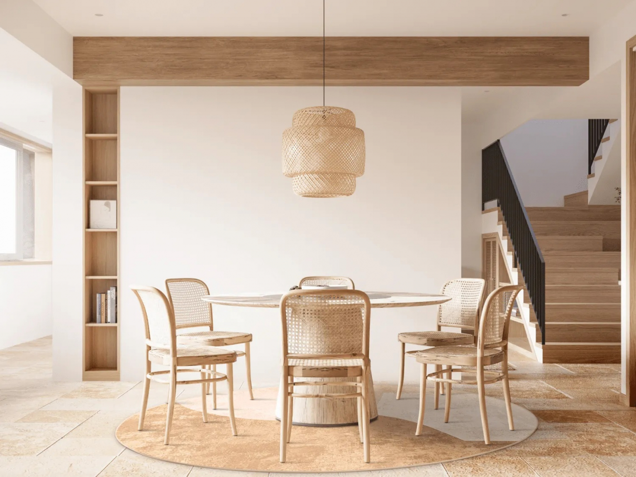 Rund tæppe 'Lazio' 290cm - Beige/Rosa