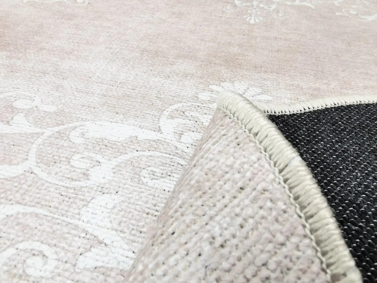 Rund tæppe 'Santi' 120cm - Beige/Hvid