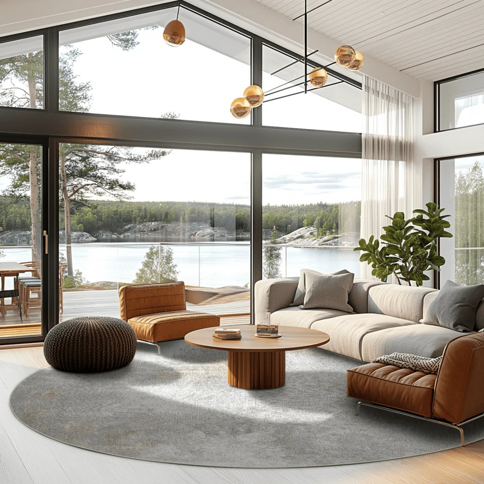 Rundt tæppe 'Malaga' 160cm - Beige