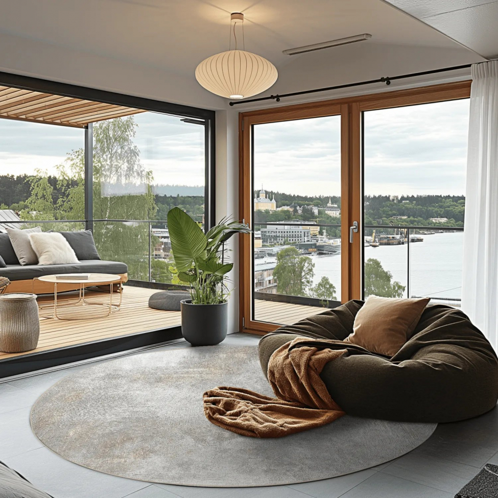 Rundt tæppe 'Malaga' 160cm - Beige