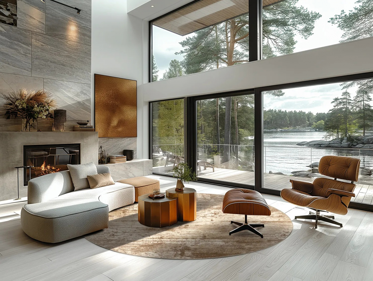 Rund tæppe 'Kebira' 200cm - Beige