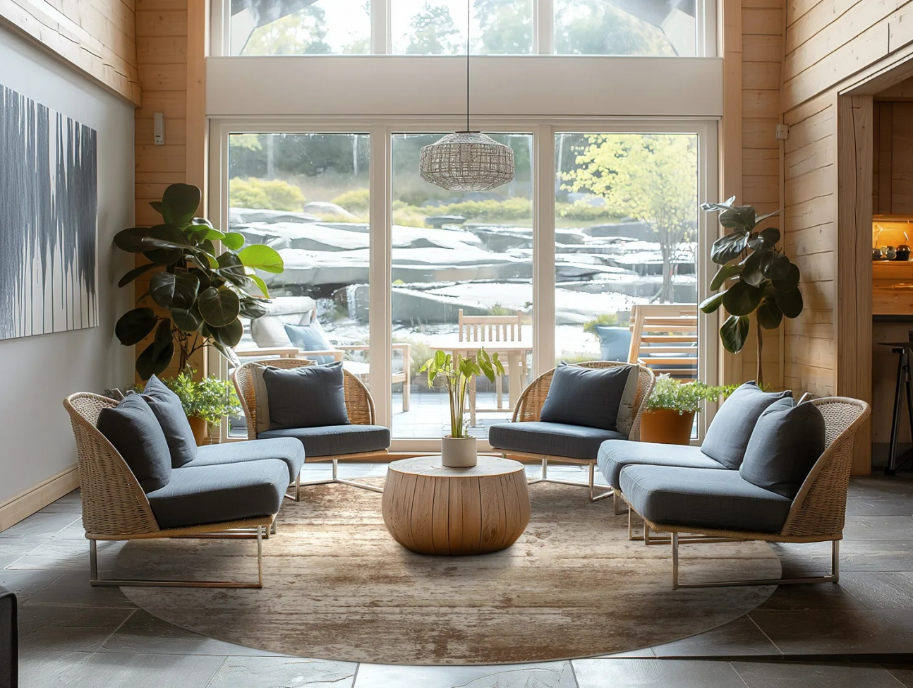 Rund tæppe 'Kebira' 200cm - Beige