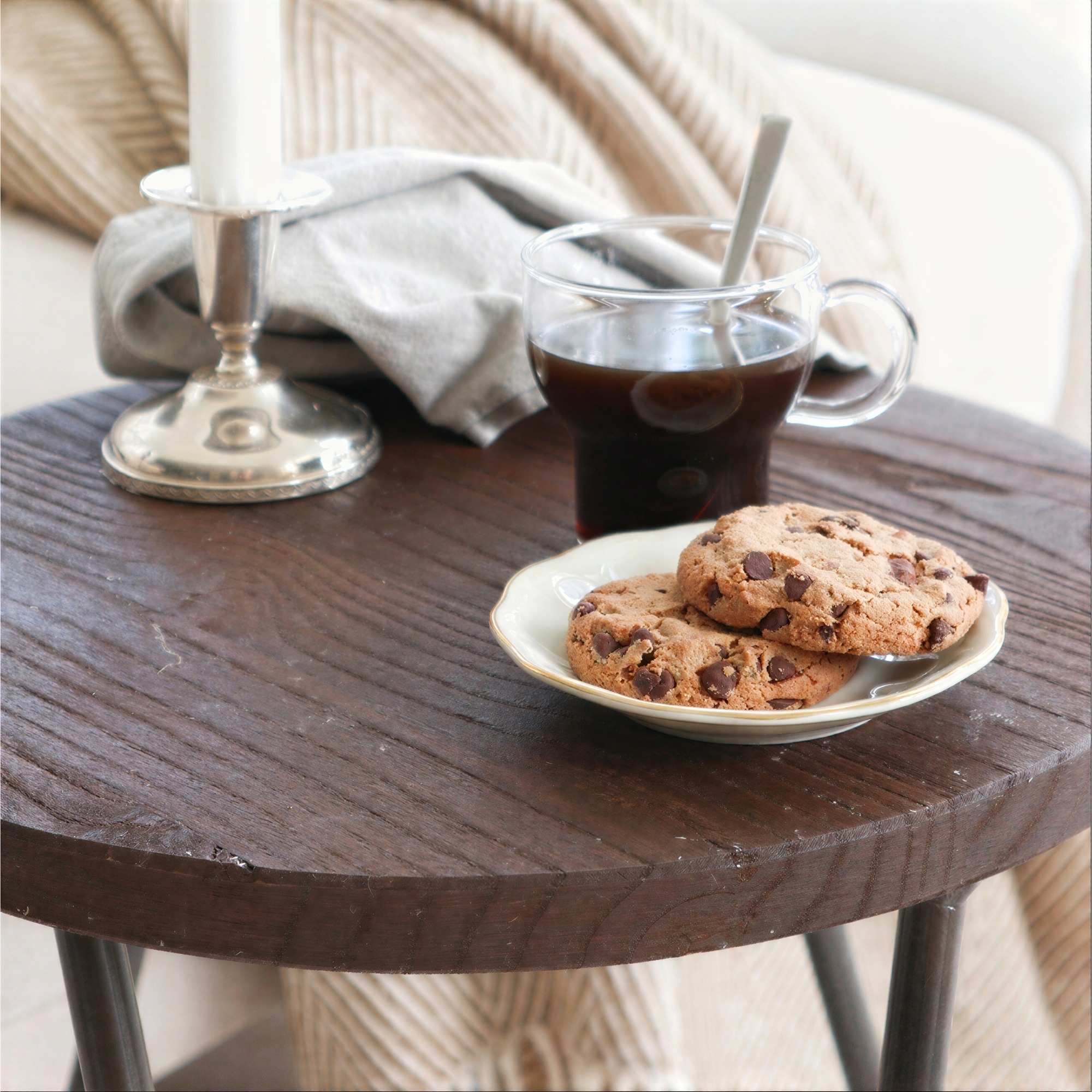 Pall 'Rustic' 45cm - Træ/Stål