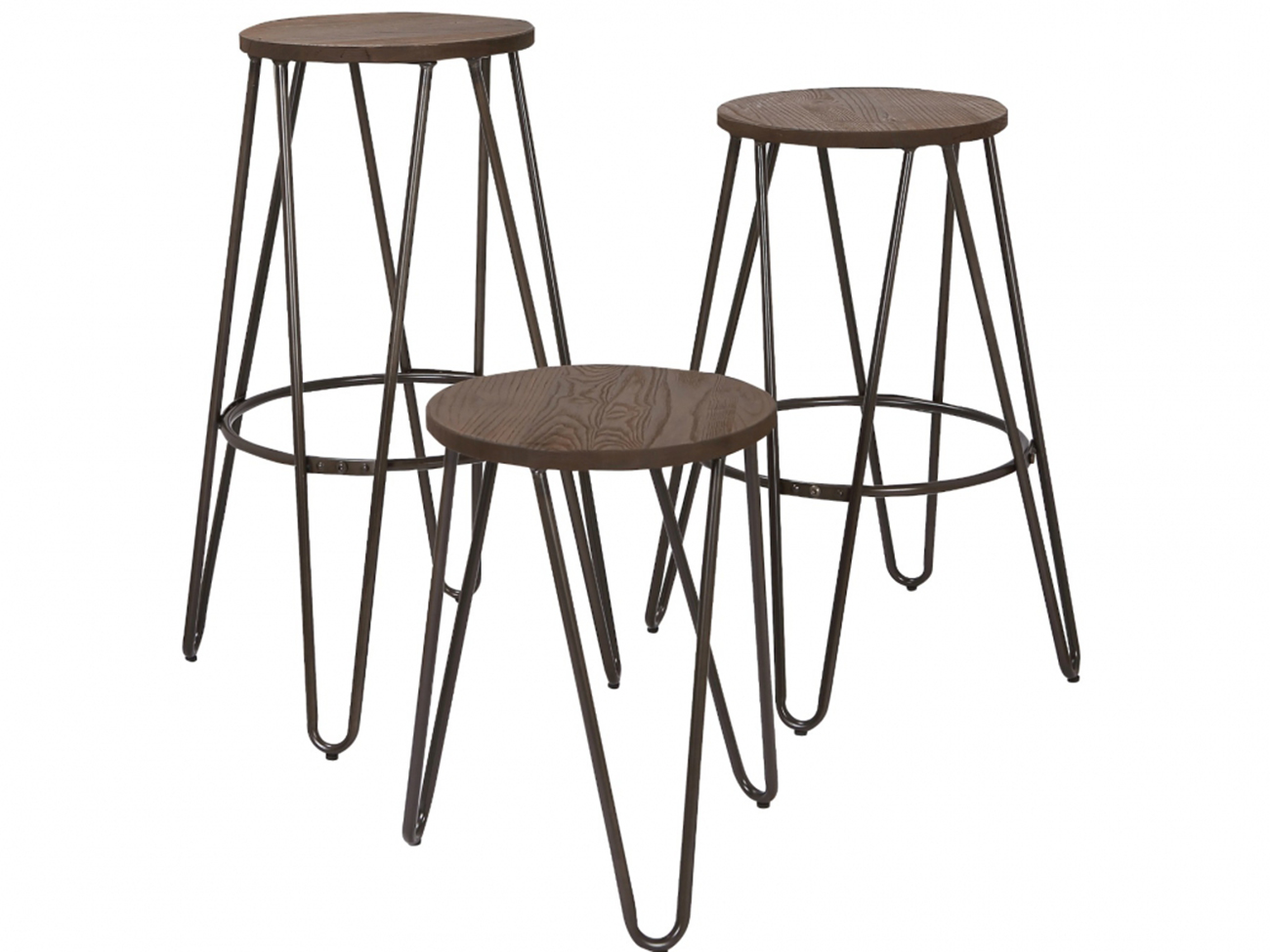 Pall 'Rustic' 45cm - Træ/Stål