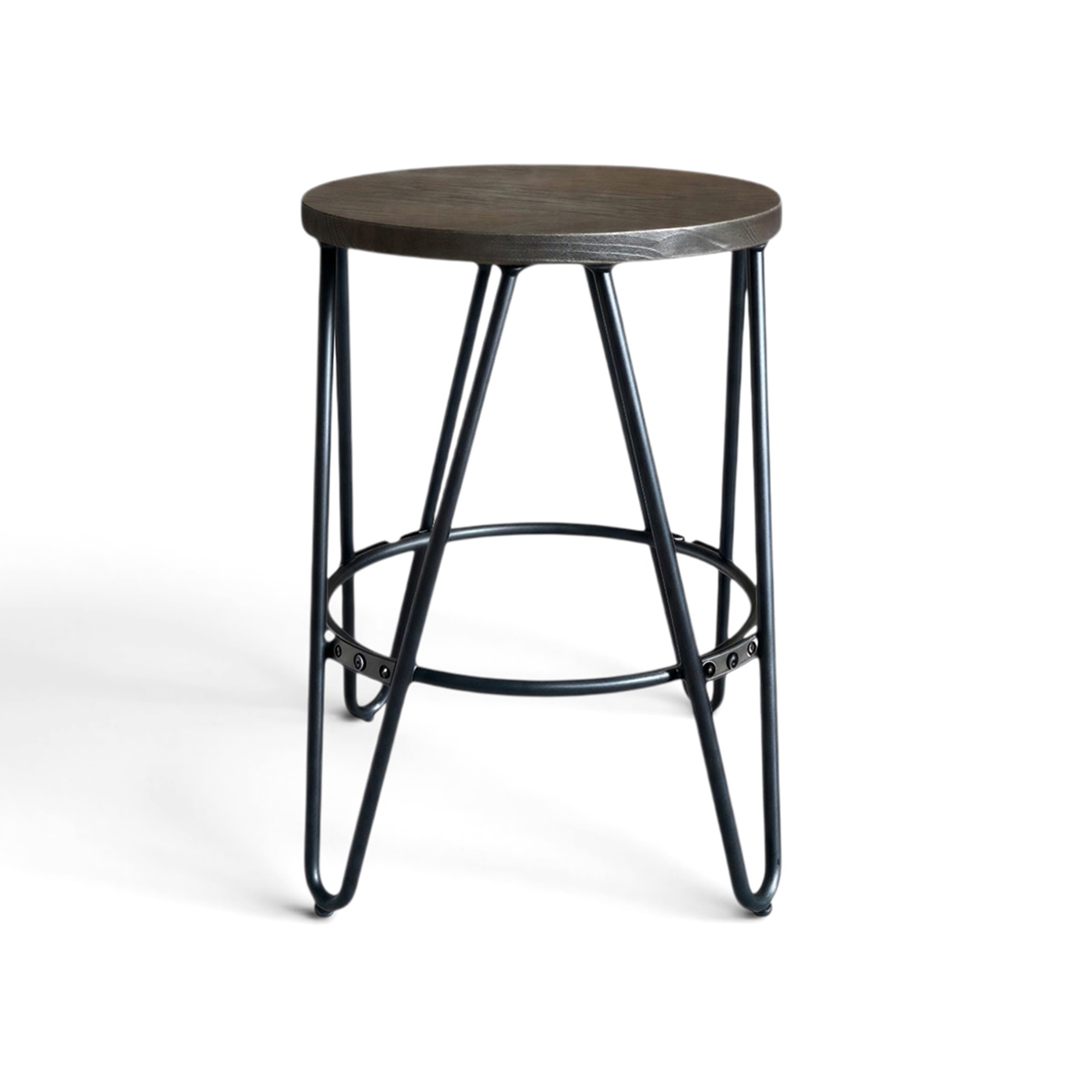 Pall 'Rustic' 45cm - Træ/Stål