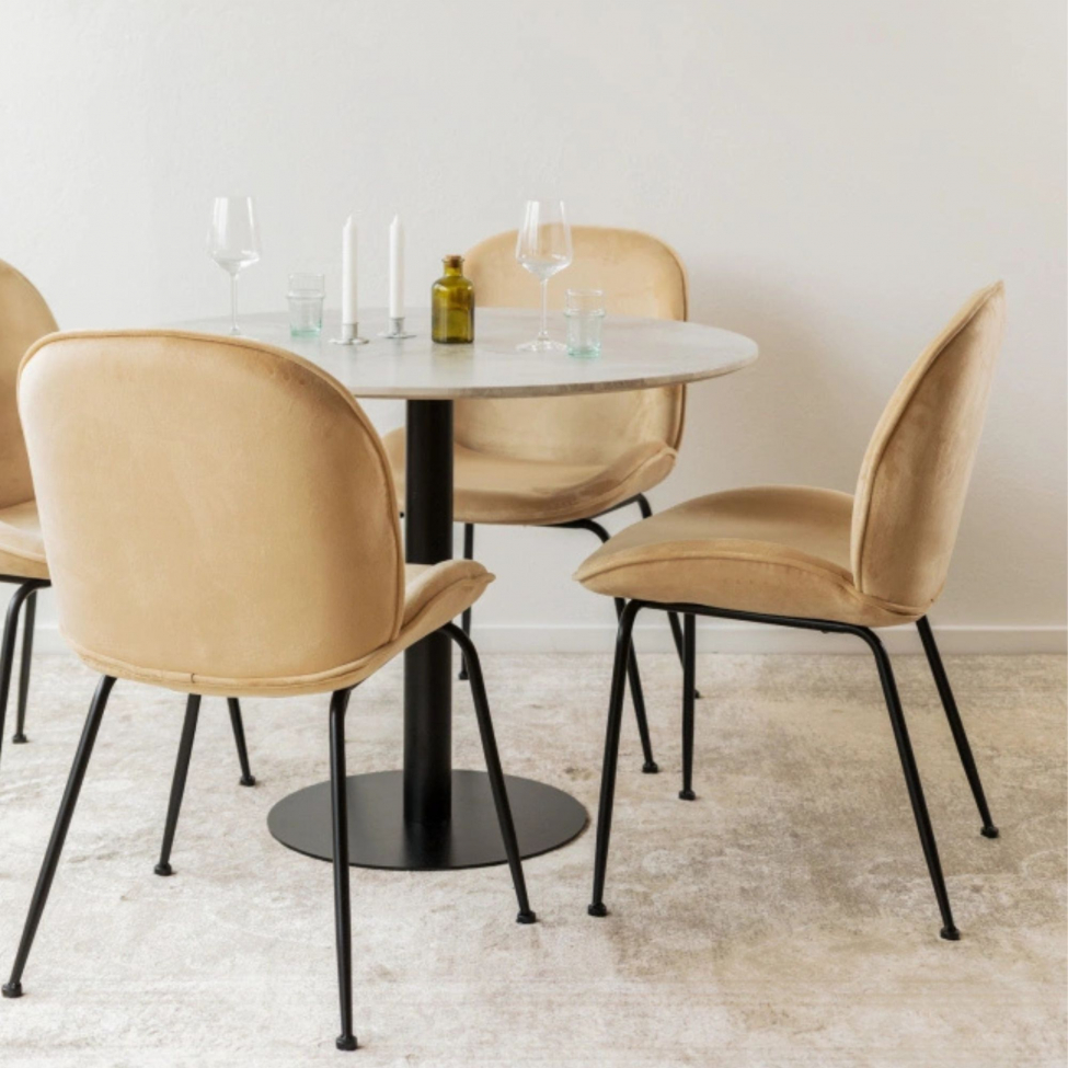 Spisegruppe 'Marbelous Lux' - 1 Bord &Oslash;100 & 4 Stole