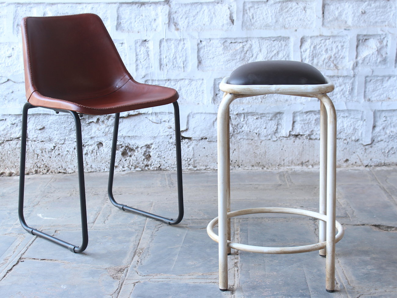 Industripalle Vintage - Brun/Hvid
