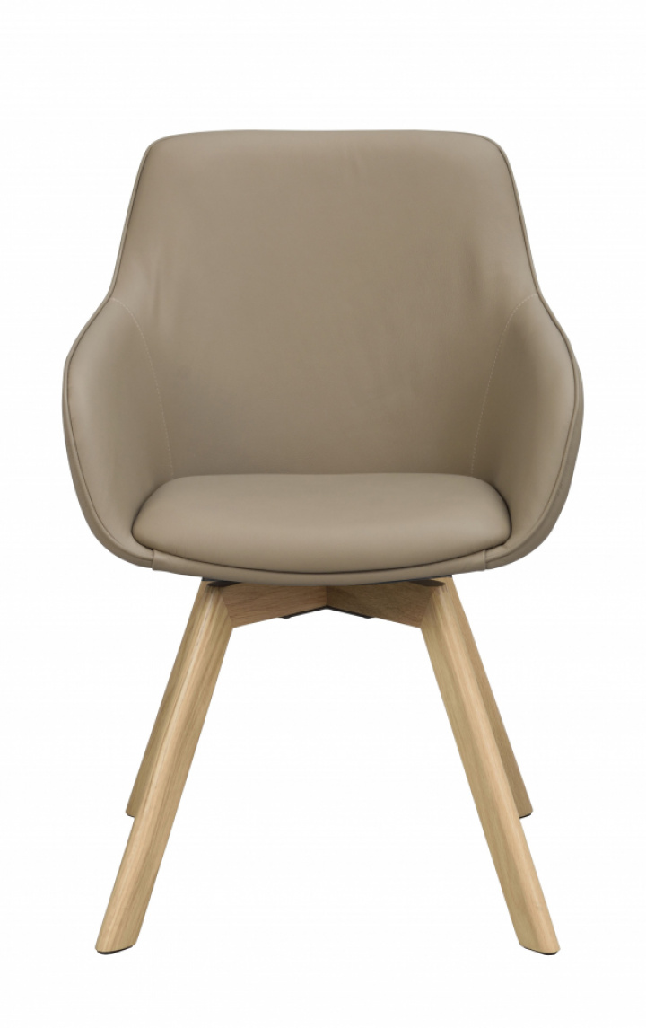 Karmstol \'Alison\' Læder - Beige/eg i gruppen Møbler / Sidde møbler / Stole hos Reforma (118144)