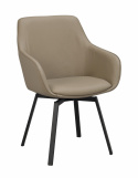 Karmstol \'Alison\' Læder - Beige/sort