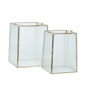 Lanterne 2-pack \'Ripple\' - Messing/Glas