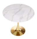Spisebord \'Navarra\' Rundt 90cm - Marmor/Guld