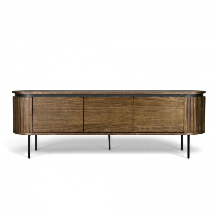 Tv-bænk \'Kärra\' 160x40cm - Valnød/Sort i gruppen KAMPAGNE / Møbler / Hylder & Opbevaring hos Reforma (2372-walnut)
