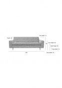 Lounge sofa \'Jean\' 2-sæders - Grå