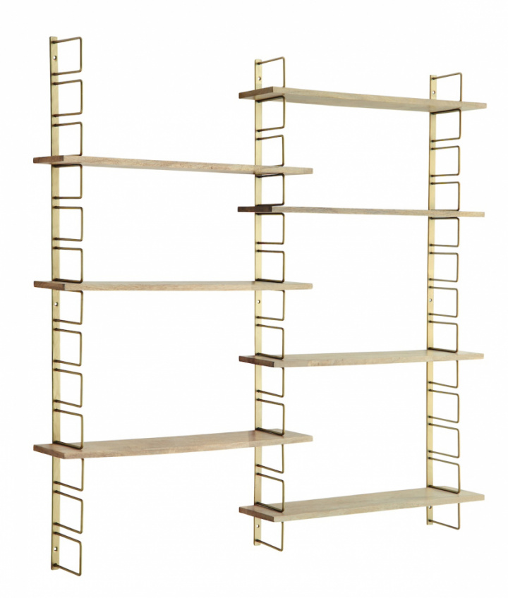 Væghylde \'Wooden shelves\' - Messing/natur i gruppen Møbler / Hylder & opbevaring hos Reforma (32838)