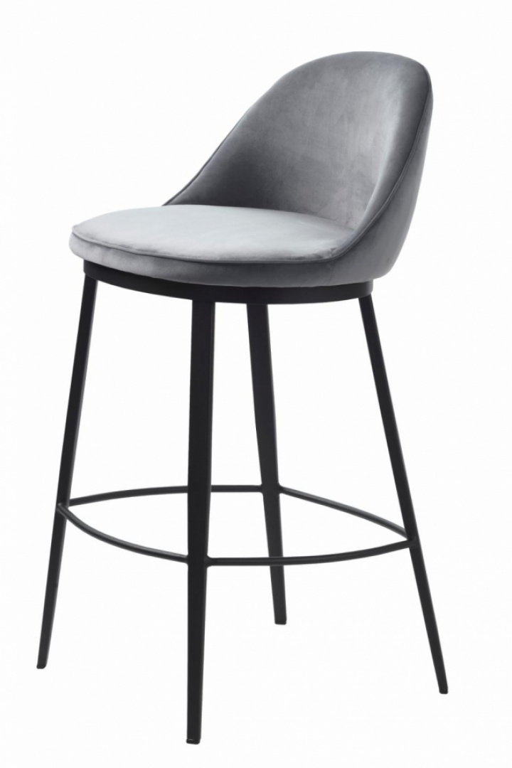 Barstol \'Lyon\' - Gr&aring; velour i gruppen Møbler / Sidde møbler / Barstole hos Reforma (41270012)