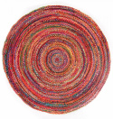 Rundt tæppe \'Flätan\' 80cm - Multifarvet