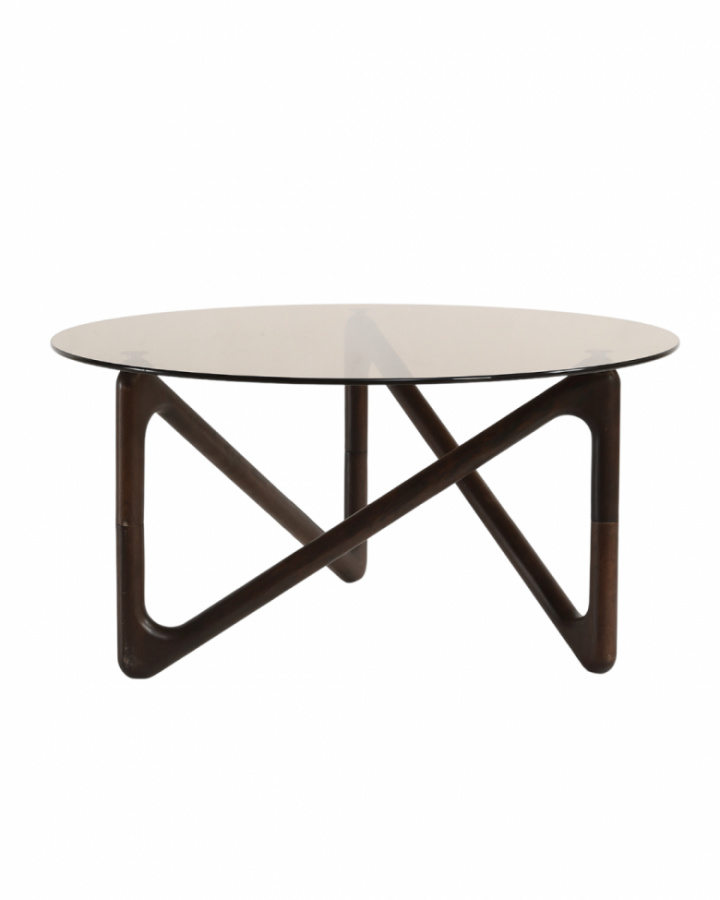 Sofabord \'Modica\' Ø80 – Valnød/Glas i gruppen Møbler / Bord / Sofabord hos Reforma (717AB-walnut)