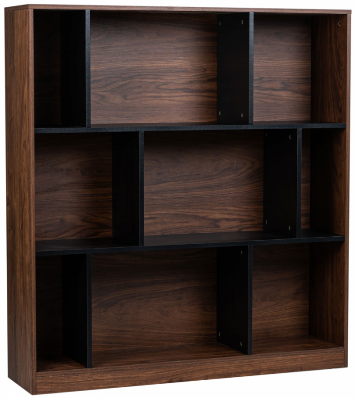 Bogreol \'Colin\' 118x129 - Valnød/Sort i gruppen Møbler / Hylder & opbevaring / Bogreoler hos Reforma (COLINBS06)