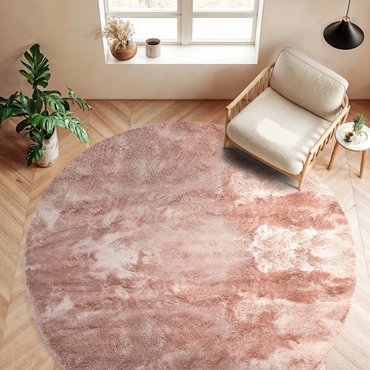 Rundt tæppe \'Aranga Super Soft Fur\' - Rosa i gruppen Tæpper / Ryamåtter hos Reforma (H100138)