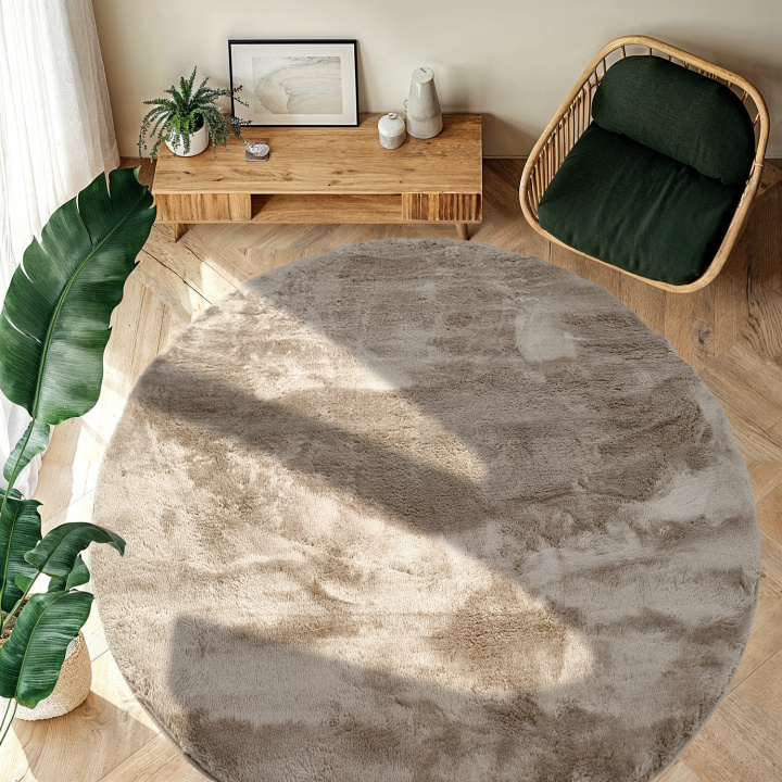 Rund tæppe \'Aranga Super Soft Fur\' - Brun i gruppen Tæpper / Ryamåtter hos Reforma (H100151)