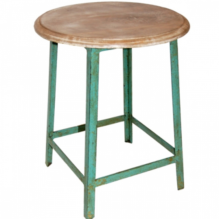 Vintage puf træ sæde \'Holly\' - Turkis i gruppen Møbler / Sidde møbler / Paller hos Reforma (M110037)