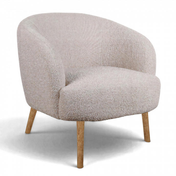 L&aelig;nestol \'Capri\' med tr&aelig;ben - Beige/Boucl&eacute; i gruppen Møbler / Sidde møbler / Lænestole hos Reforma (T8049-boucle-beige)