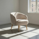 L&aelig;nestol \'Capri\' med tr&aelig;ben - Beige/Boucl&eacute;