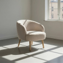 L&aelig;nestol \'Capri\' med tr&aelig;ben - Beige/Boucl&eacute;