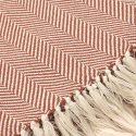 Bomuldstæppe \'Denisa Fishbone\' 130x170cm - Brun/hvid