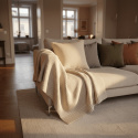 Pudebetræk \'Denisa Fishbone\' 45x45cm - Beige/hvid