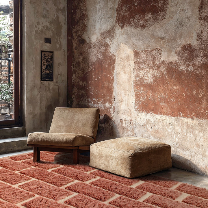 Tæppe \'Leknes Handwoven Wool\' - Terracotta i gruppen Tæpper / Ryamåtter hos Reforma (V10644)