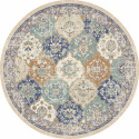 Rund tæppe \'Bohemia\' 240cm - Blå/Multi