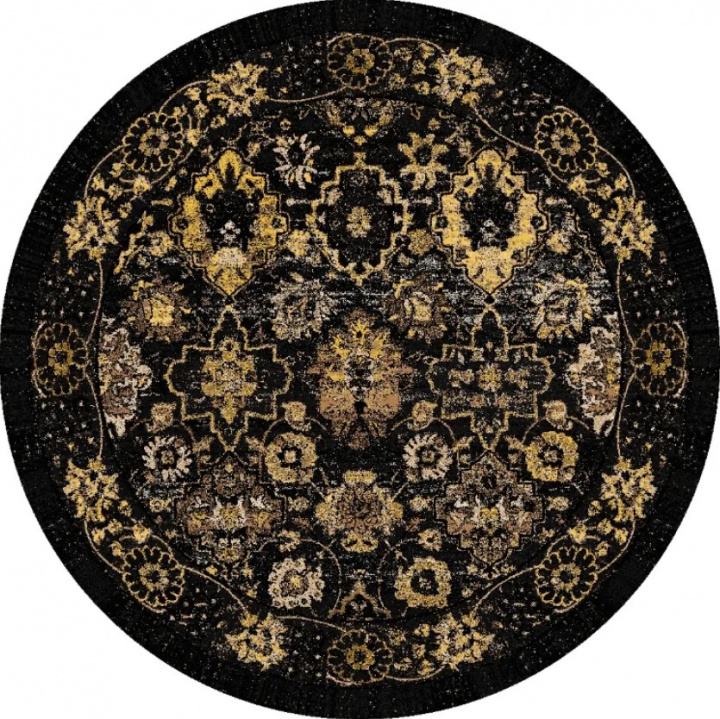 Rund måtte \'Fernana\' 160cm - Svart/Guld i gruppen Indretning / Tæpper / Vævede tæpper hos Reforma (X10116742)