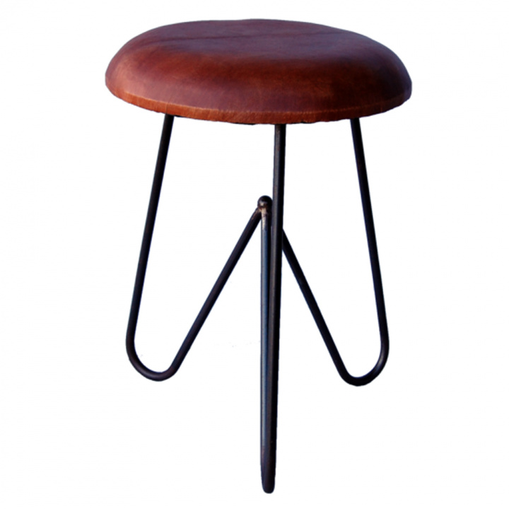 Puf Vintage - Læder/Stål i gruppen Møbler / Sidde møbler / Paller hos Reforma (ma1113)